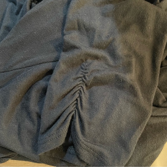 #0251 Maurices Black Asymmetrical Blouse 3/4 Sleeves and sheer Bottom Ruffle-M - Picture 6 of 6